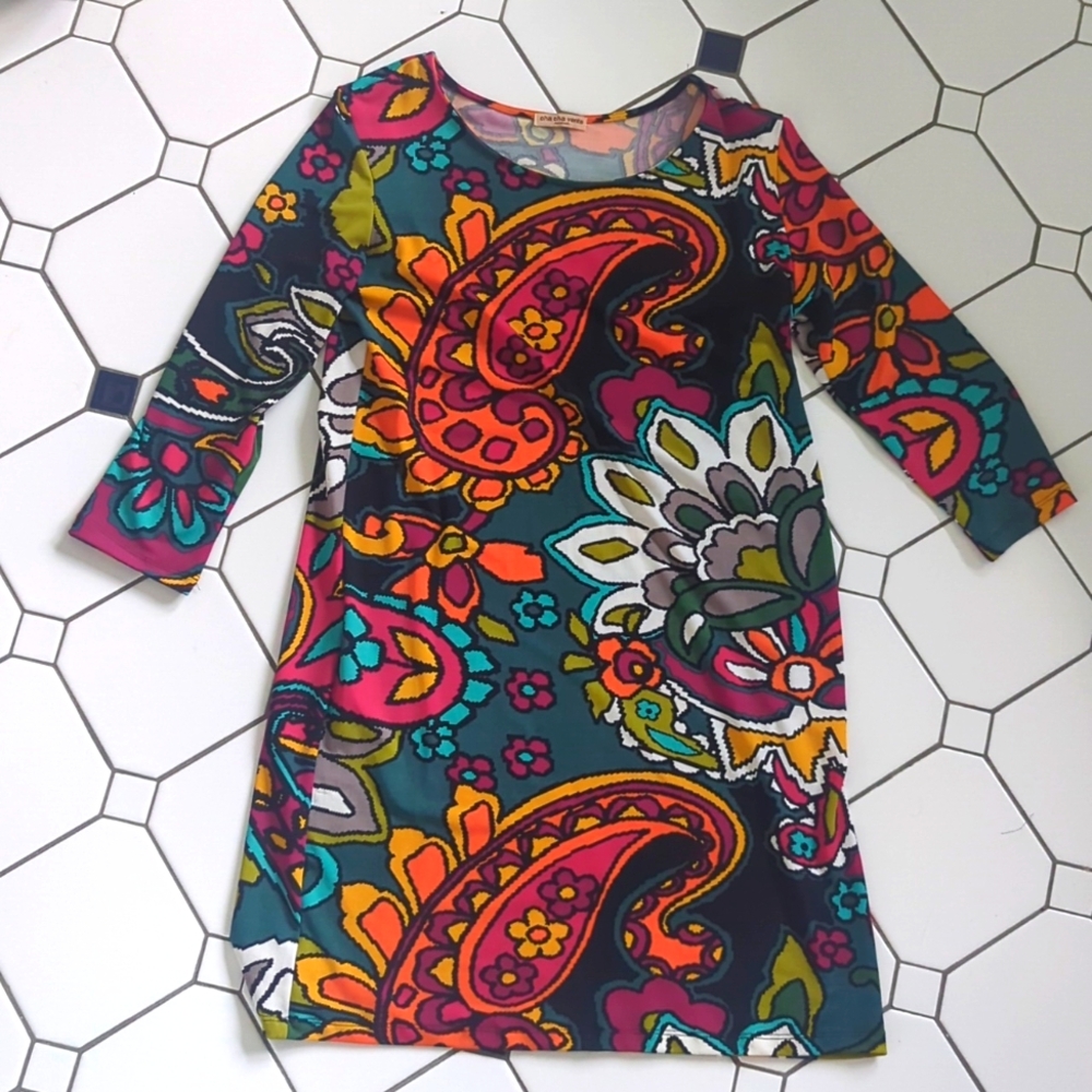 Cha Cha Vente Fun  Multicolor Patterned Mini Dress Like New  size M
